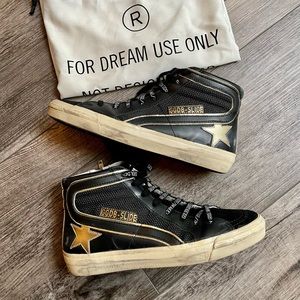 Golden Goose Slide - Black & Gold SSENSE Exclusive 38